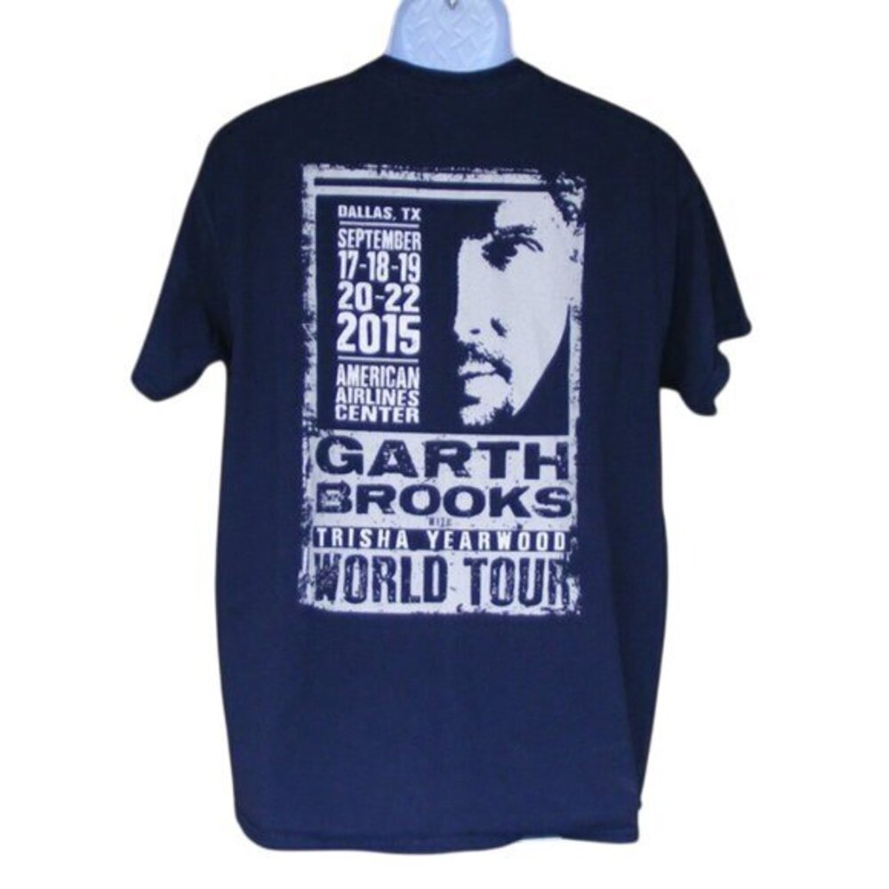 GARTH BROOKS Concert Tshirt, L, Blue, Dallas 2015, Short sleeves, Tour, Event